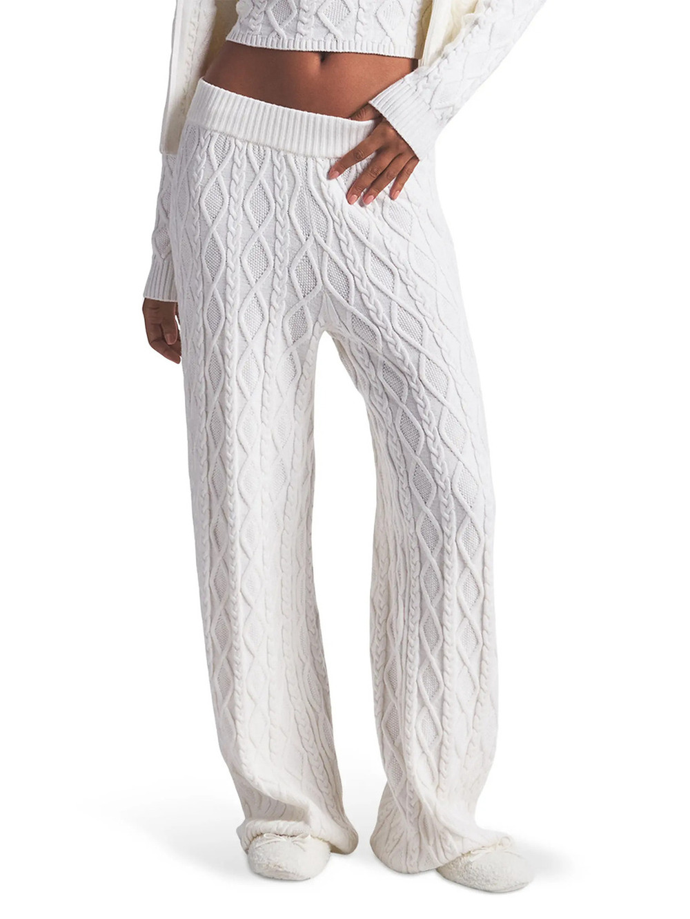 Skims Snow bunny shop cable knit straight leg pants